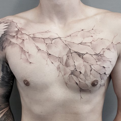 Татуировка в стиле тату графика трещины