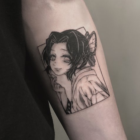 Татуировка в стиле тату графика фрейм манги